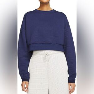 NIKE Sportswear City Ready Crewneck Cropped Sweatshirt Navy Blue Size Small